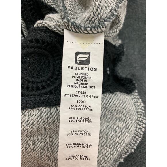 Fabletics Vest Womens M Medium Asymmetric Zip Lace Inserts Gray Hoodie Saige - Picture 9 of 14